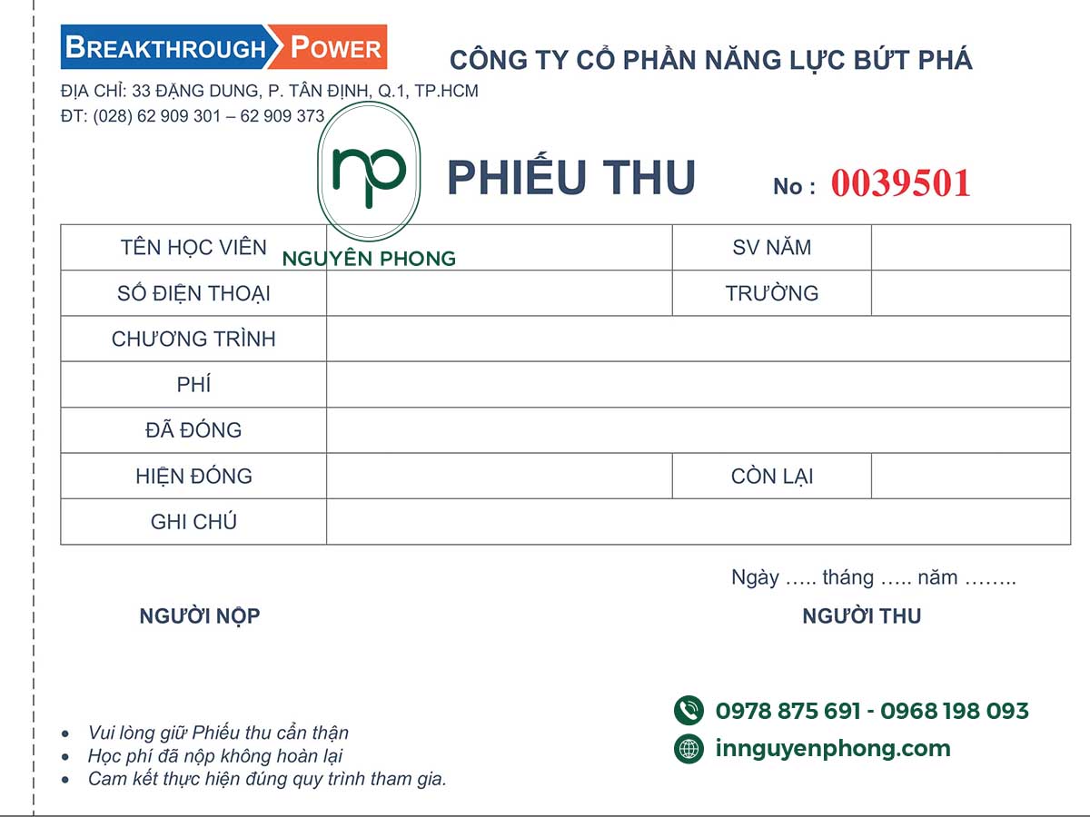 in phiếu thu tiền TP HCM